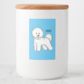 Bijvoorbeeld cartoon bichon frise voedselcontainer etiket (Voorkant)
