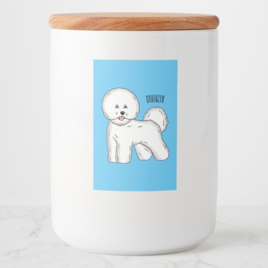 Bijvoorbeeld cartoon bichon frise voedselcontainer etiket (Voorkant)