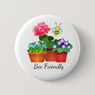 Bijvriendelijke bloementuin in potten knop ronde button 5,7 cm