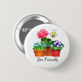 Bijvriendelijke bloementuin in potten knop ronde button 5,7 cm (Voorkant /achterkant)