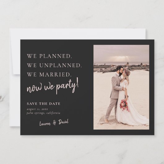 Bijwerken van Charcoal Grey Post Wedding Save the Date (Voorkant)