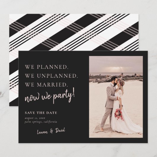 Bijwerken van Charcoal Grey Post Wedding Save the Save The Date (Voorkant / Achterkant)