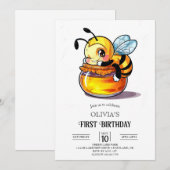 Bijzondere digitale bij Honeycomb 1e verjaardag Kaart (Voorkant / Achterkant)