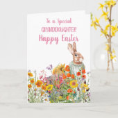 Bijzondere kleindochter Vintage Konijn Kaart (Gele Bloem)