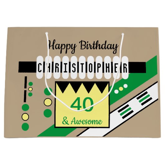 Bijzondere verjaardagsbenaming van mijlestone brui groot cadeauzakje (Voorkant)