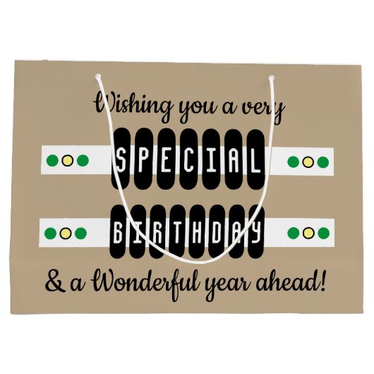 Bijzondere verjaardagsbenaming van mijlestone brui groot cadeauzakje (Achterkant)