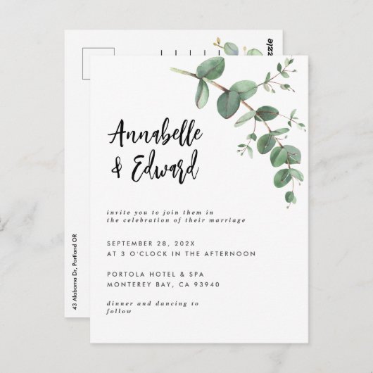 bijzonderheden over de bruiloft en uitnodiging (Voorkant / Achterkant)