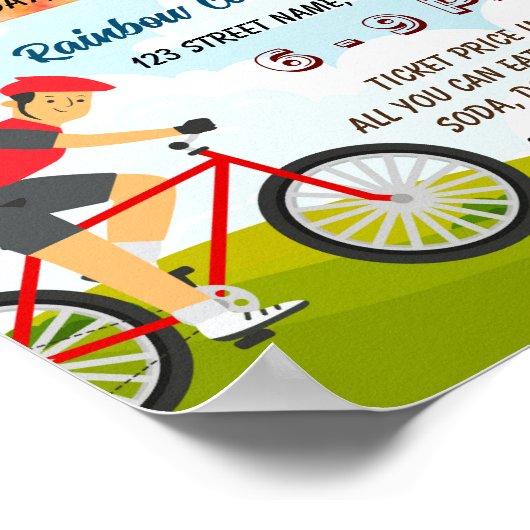 Bike-a-Thon fondsenwerving flyer poster sjabloon (Hoek)