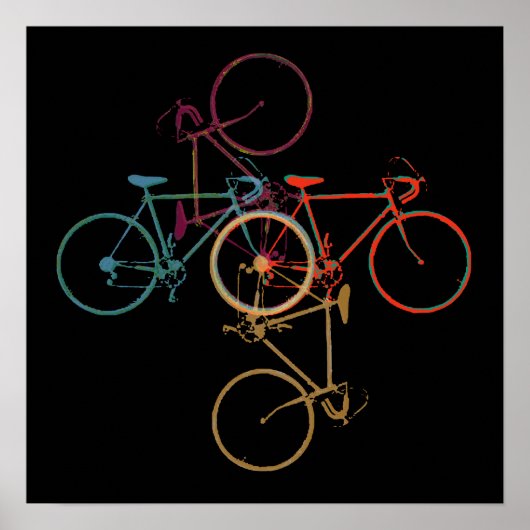 Bike-art / colorful_bikes op zwart poster (Voorkant)