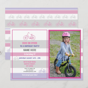 Bike Birthday Bicycle Ride Party Pink Girls Foto Kaart