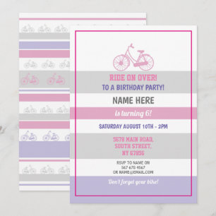 Bike Birthday Bicycle Ride Party Pink Girls Kaart