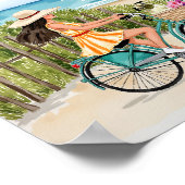 Bike By The Beach Waterverf Kunstdruk Poster (Hoek)