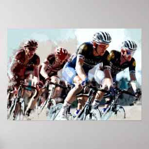 Bike Cyclists vechten voor positie Poster