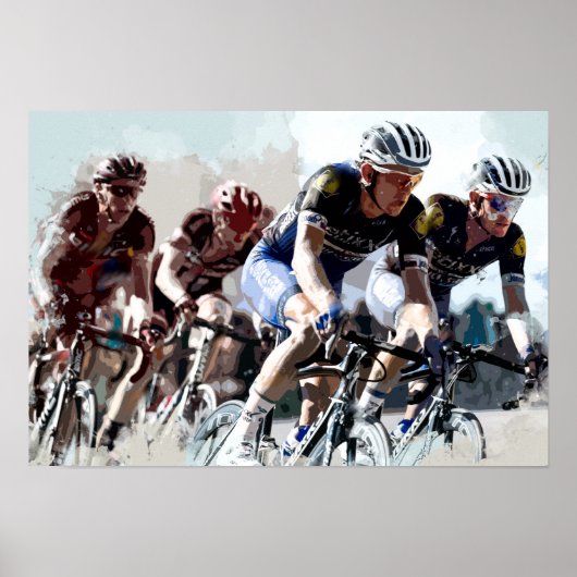 Bike Cyclists vechten voor positie Poster (Voorkant)