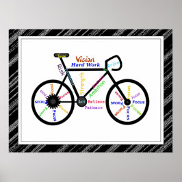 Bike, fietsensport, Motivatie woorden en strips Poster