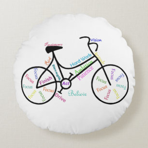 Bike, fietsensport, Motivatie woorden en strips Rond Kussen