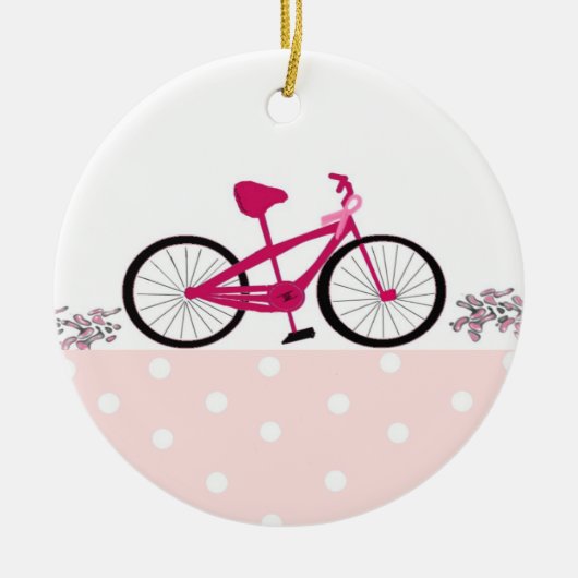Bike for a Cure - Roze fiets Keramisch Ornament (Voorkant)