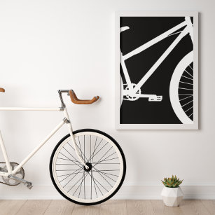 Bike Front Black en White Silhouette Poster