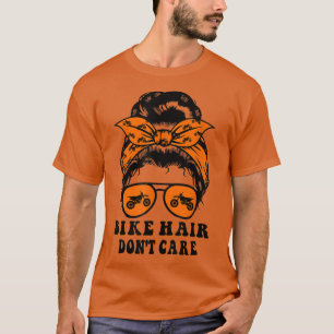 Bike Hair geeft geen Bun Girl Biker Bik T-shirt