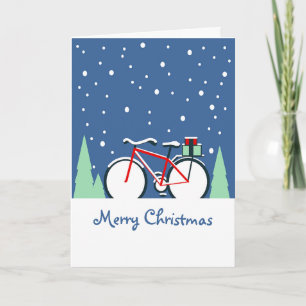 Bike in Sneeuwkerstkaart Kaart