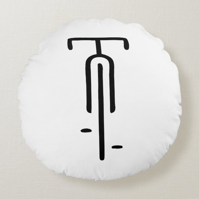 Bike logo minimal Retro, Fietsen en Fietsliefhebbe Rond Kussen (Voorkant)