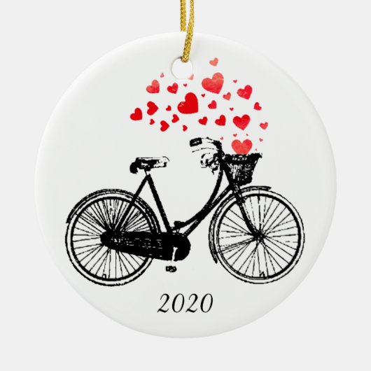  bike Love Biking Hearts Fun Custom Year Keramisch Ornament (Voorkant)