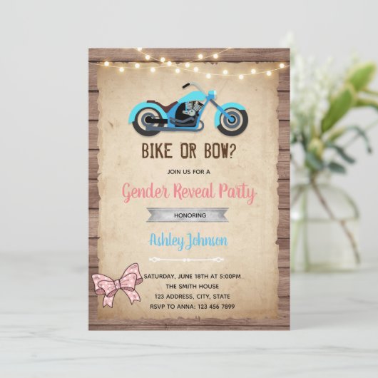 Bike- of booggeslacht onthullen Uitnodiging (Staand voorkant)