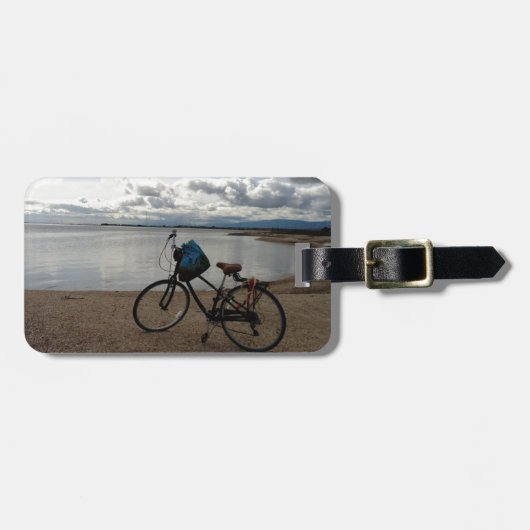 Bike op het strand bagagelabel (Voorkant horizontaal)