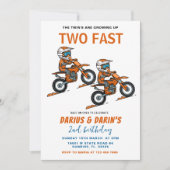 Bike Racing Two Fast Birthday Boy's Joint Party Kaart (Voorkant)
