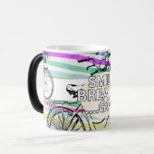 bike riding joy mug with inspirational saying magische mok (Voorkant links)