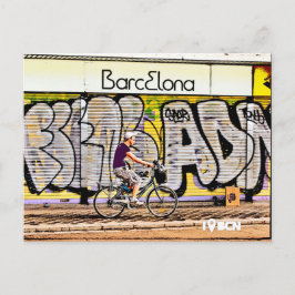 Bike riding on Barcelona, Spain Briefkaart