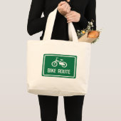 Bike Route Sign. Grote Tote Bag (Voorkant (product))