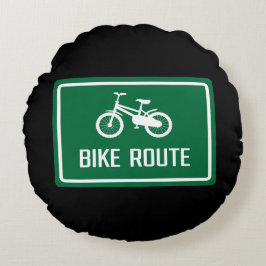 Bike Route Sign. Rond Kussen