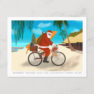 Bike Santa Tropical Summer Holiday Feestdagenkaart
