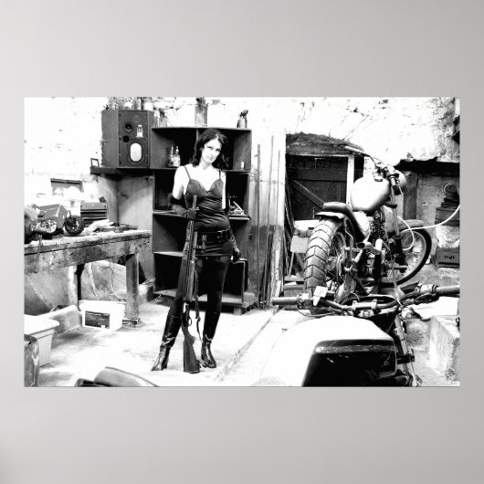 Bike-schuur met geweer en Jack Poster (Voorkant)