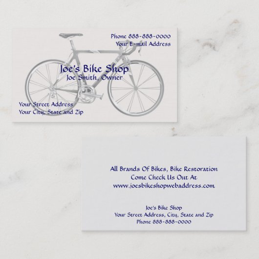 Bike Shop Owner Visitekaartje (Voorkant / Achterkant)