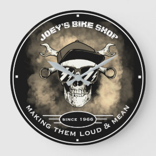 Bike Shop Skull Wrenge Motorcycle Smoky Black Grote Klok