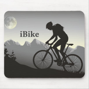 Bike Silhouette Mountain Bike Moon in Mountains Muismat