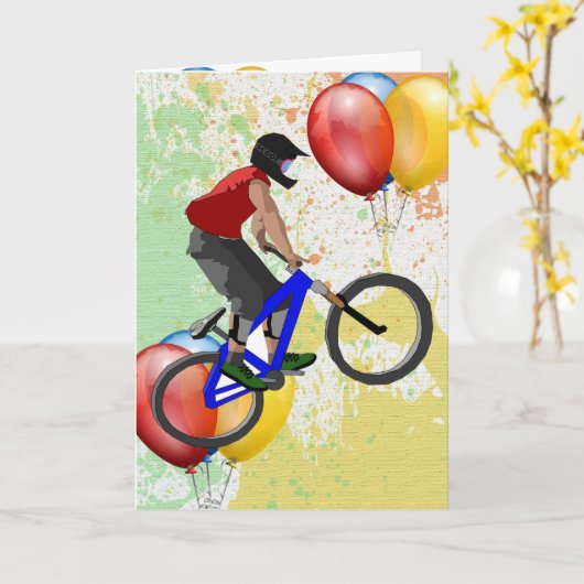 Bike Sport Happy Birthday Family Friends Destiny Kaart (Gele Bloem)