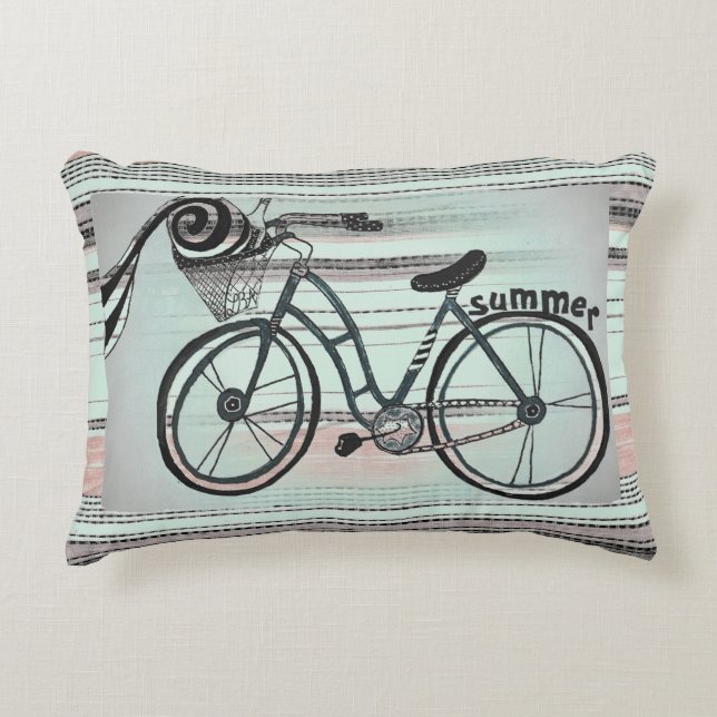 "Bike to the Beach Accent Pillow" Decoratief Kussen (Voorkant)