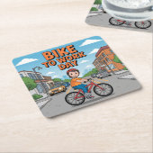 Bike to Work Day Onderzetter set (Schuin)