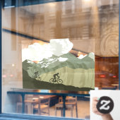 Bike Trail Mountain Trail Biking Bicycle Shop Raamsticker (Cafe Raam)