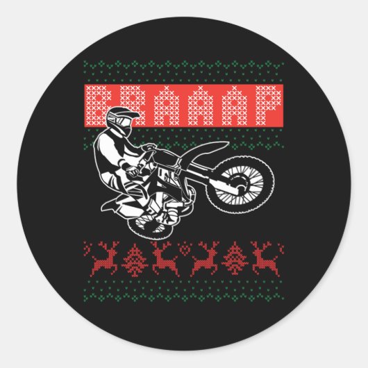 Bike Ugly Biker Kerstmotorrijder Gif Ronde Sticker (Voorkant)