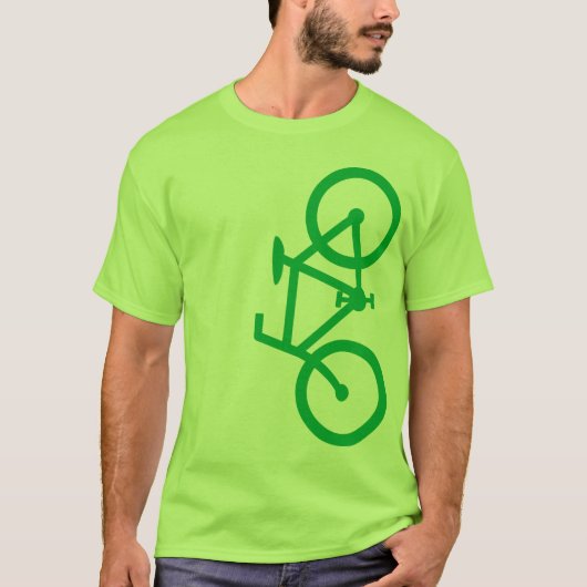Bike, Verticaal Silhouet, Groen Ontwerp T-shirt (Voorkant)
