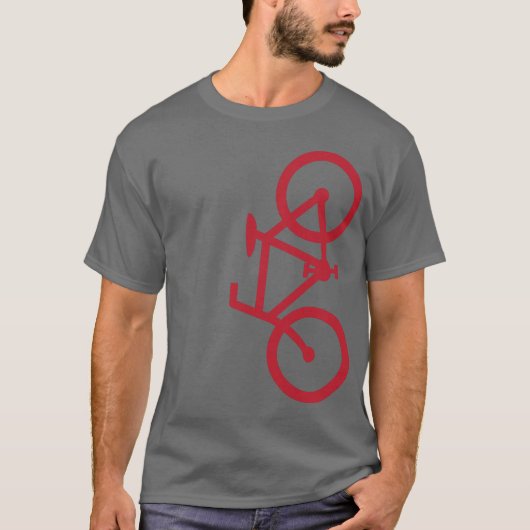 Bike, Verticaal Silhouet, rood design T-shirt (Voorkant)