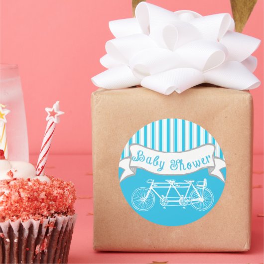 bike voor drie baby-schotters ronde sticker (Feest)