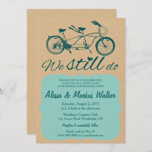 Bike Vow-uitnodiging tot vernieuwing "We doen het Kaart (Voorkant / Achterkant)