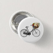 Bike with Basket full of Flowers Ronde Button 3,2 Cm (Voorkant /achterkant)