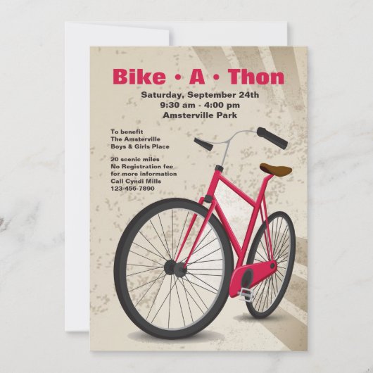 Bikeathon-uitnodiging Kaart (Voorkant)