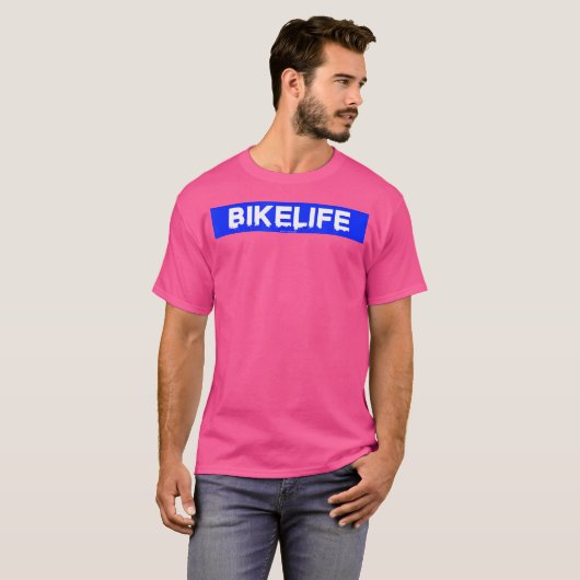 Bikelife V4 Blauw Motorfiets Motorsport Bm T-shirt (Voorkant volledig)